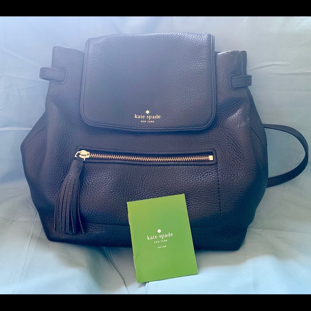 Kate Spade Black Leather Backpack